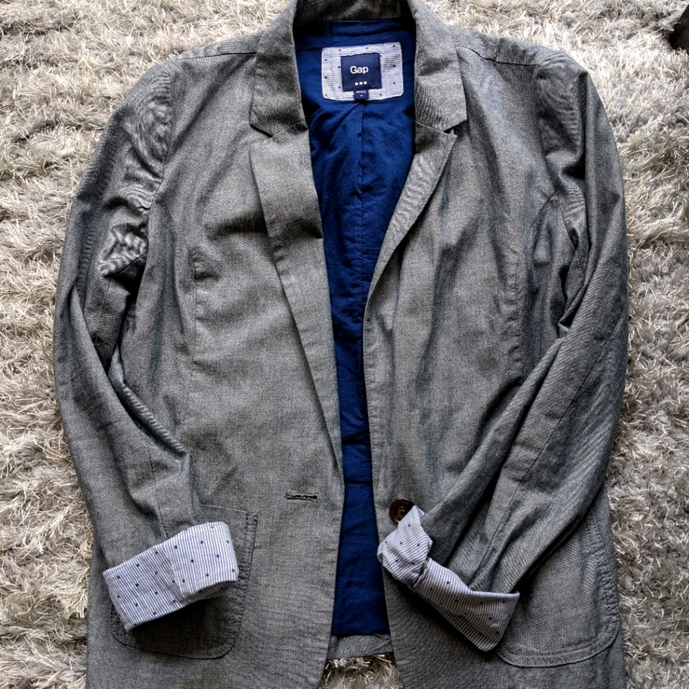 GAP Gray Blazer with Blue Lining